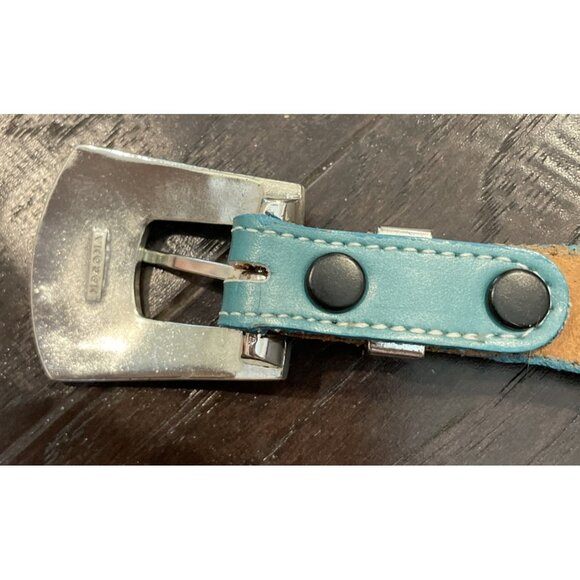 RARE Nacona Leather Belt Size 36 G412 Turquoise Blue Burgundy Atzec Western - Picture 8 of 10